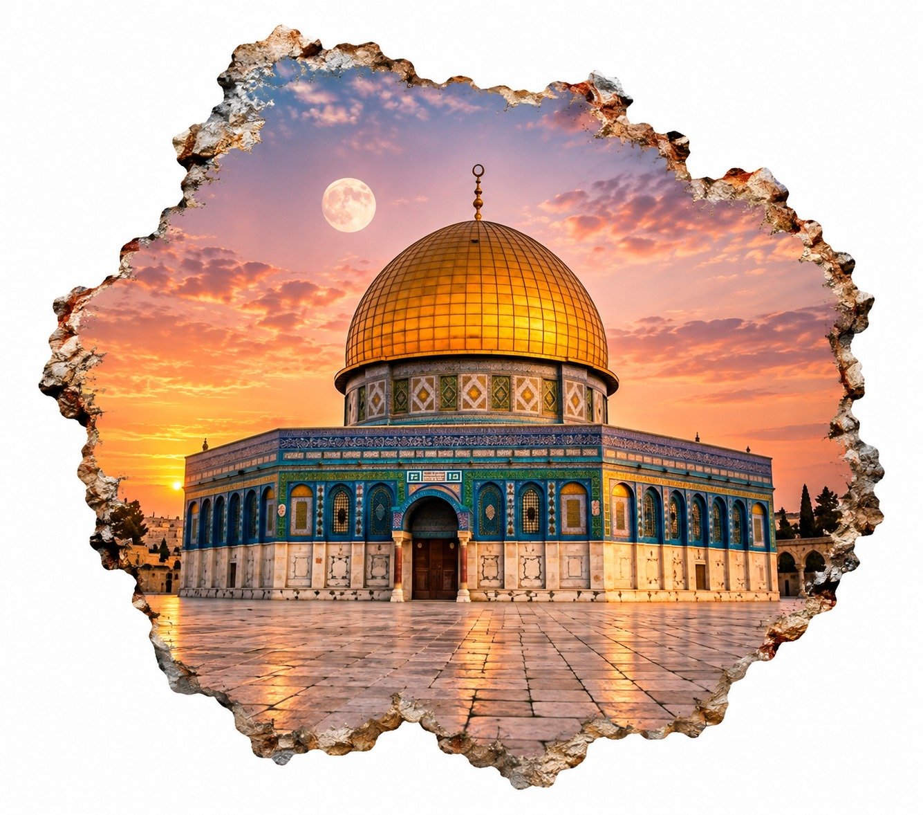 Dome of the Rock Through Torn Stone